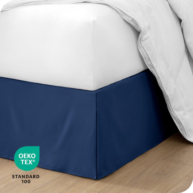 Bare Home Kids Twin Bed Skirt - 15-Inch Tailored Drop Easy Fit - Bed Skirt for Beds - Center & Corner Pleats (Twin, Dark Blue) - Image 5